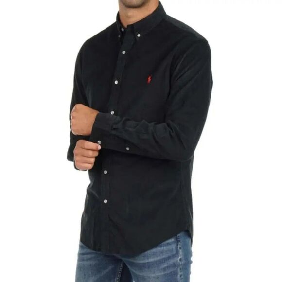 Polo by Ralph Lauren Other - Polo Ralph Lauren Black Corduroy Button-Down Shirt Red Logo Long Sleeve Small
